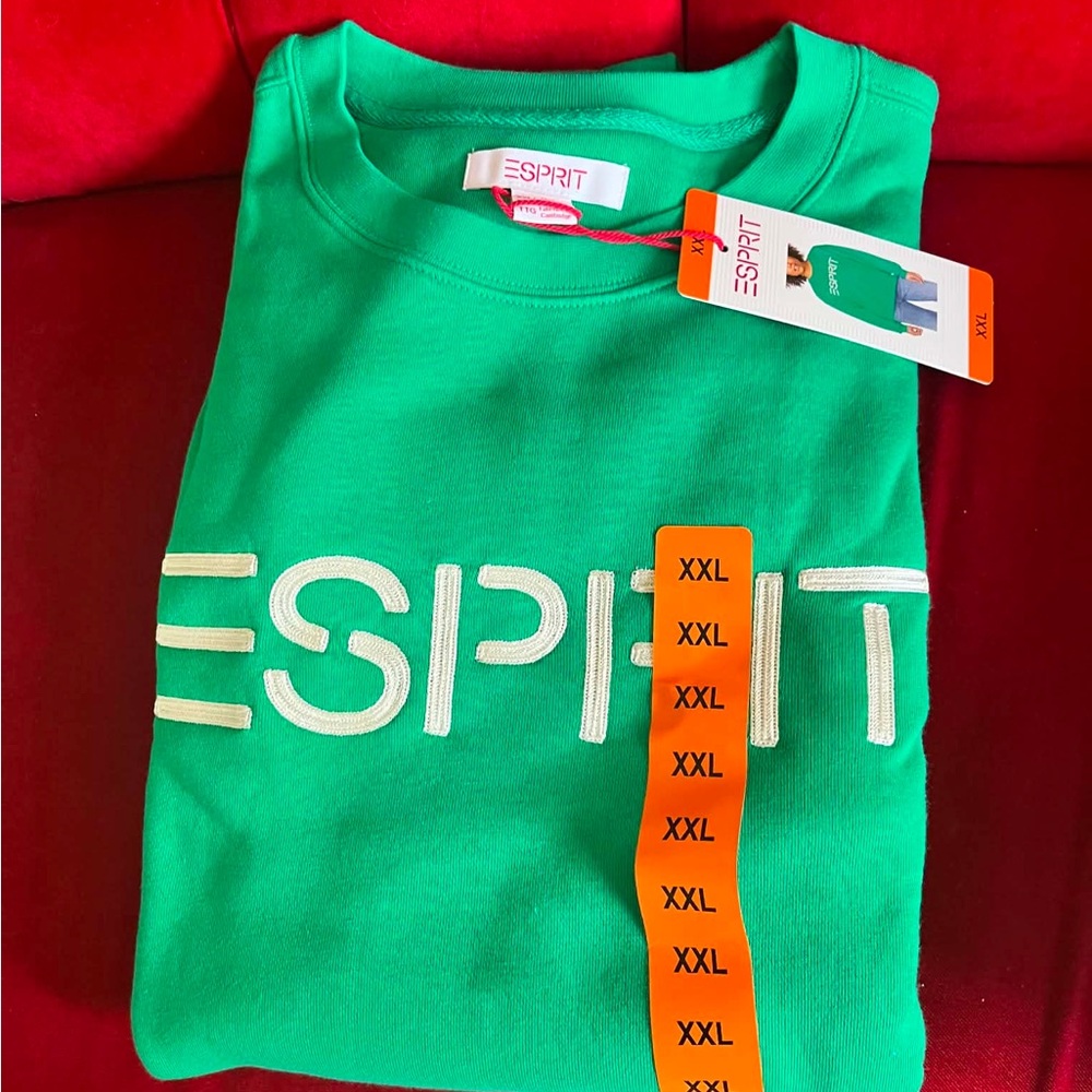 Esprit Women’s Viral Cream Embroidered Logo Crewneck Sweatshirt NEW